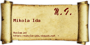 Mikola Ida névjegykártya
